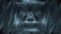 Abstract holy glowing triangle wireframe design with metal motion background 3d rendering wallpaper endless looping club