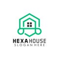 Abstract Home building, Hexagon House Line Art Style Logo Design Symbol Vector Illustration