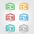 Abstract home icons set in colors