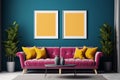 Abstract home interior with poster and painting mockups