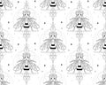 Abstract honey bee seamless patterns with stars Royalty Free Stock Photo
