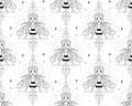 Abstract honey bee seamless patterns with stars