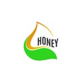 abstract honey drop in green leaf logo.