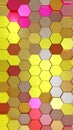 Abstract honeycomb pattern background with metallic and glossy hexagonal tiles in vibrant colors. Royalty Free Stock Photo