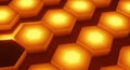 Abstract honeycomb pattern glowing golden cells close up macro abstract texture background Royalty Free Stock Photo