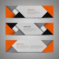 Abstract horizontal banners with orange gray design template