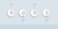 Abstract horizontal timeline infographics 4 steps for business and presentation Royalty Free Stock Photo
