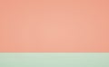 Abstract horizontally divided bi-color retro background. Pastel pink and green color
