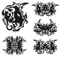 Abstract horned dragon head and butterflies formed from it Royalty Free Stock Photo