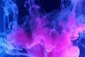 abstract horror neon pink smoke cloud, grunge texture, dark black background, scary blue light poster design. Generative AI