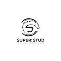 Superstud logo, wit circular horseback and letter s vector