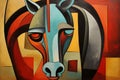 Abstract Horse Painting In The Style Of Pablo Picasso. Animals Art. Illustration, Generative AI