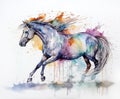 Abstract Horse Watercolor Painting. AI generated Illustration Royalty Free Stock Photo