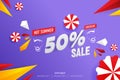 Abstract Hot Summer Sale 50% Discount Vector Background Illustration