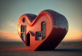 Abstract house in a heart shape, ai generative Royalty Free Stock Photo