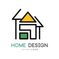 Abstract house for logo design. Original vector emblem for shop home decorative objects, interior decorators and Royalty Free Stock Photo