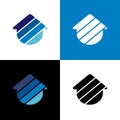 Abstract house logo icon design template elements, home symbol with blue gradient color - Vector