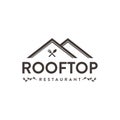 Abstract house roof logo, rooftop cafe rooftop, rooftop restaurant vector icon