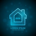 Abstract house wireframe icon. Smart home automation concept