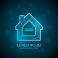 Abstract house wireframe icon. Smart home automation concept