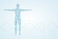 Abstract human body with molecules DNA. Medicine, science and technology concept. Illustration. Royalty Free Stock Photo