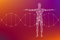 Abstract human body with molecules DNA. Medicine, science and technology concept. Illustration. Royalty Free Stock Photo