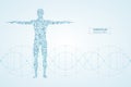 Abstract human body with molecules DNA. Medicine, science and technology concept. Vector illustration. Royalty Free Stock Photo