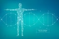 Abstract human body with molecules DNA. Medicine, science and technology concept. Vector illustration Royalty Free Stock Photo