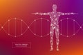 Abstract human body with molecules DNA. Medicine, science and technology concept. Vector illustration Royalty Free Stock Photo