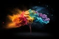 Abstract Human Brain Explosion: A colorful and creative depiction of the mind\'s potential Royalty Free Stock Photo