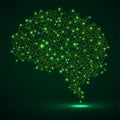 Abstract human brain of glowing dots and lines, polygonal structure