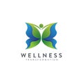 Abstract human butterfly transformation, wellness logo Icon vector template