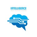 Abstract human digital brain - business vector logo template concept illustration. Creative idea sign. intelligence mind symbol.