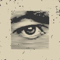 Abstract human eye and brow from stripes close-up