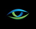 Abstract Blue Green Eye Logo on Black Royalty Free Stock Photo