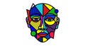 Abstract Geometric Face Art: Bold Colors, Shapes and a Minimalist Background Royalty Free Stock Photo