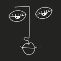 Abstract human face. Minimalist illustration lips, nose and eyes.