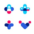 Abstract human figures and cross. Medicine and health logo