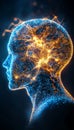 Abstract Human Head With Glowing Brain. Concept Of Artificial Intelligence, Science, And Technology Royalty Free Stock Photo
