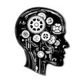 Abstract human head robot with mechanism inside hand drawn sketch Vector illustration Royalty Free Stock Photo