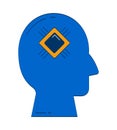 Abstract human head silhouette with microchip cpu 2D doodle object Royalty Free Stock Photo
