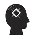 Abstract human head silhouette with microchip cpu doodle linear object Royalty Free Stock Photo