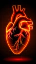 Abstract human heart shape with red pulse line on black backgroundhealth and cardiology concept. Royalty Free Stock Photo