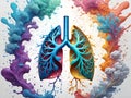 Abstract human lungs with multicolored polygon on white background