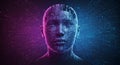 Abstract Humanoid Ai Head with Circuitry and Data Stream Design Royalty Free Stock Photo