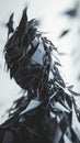 Abstract humanoid figure made of sharp black shards