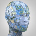 Abstract humanoid head sideview