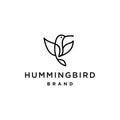 Abstract hummingbird icon logo vector illustration in trendy line outline art