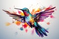 Abstract hummingbird illustration in vibrant multi colors