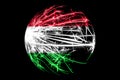 Abstract Hungary sparkling flag, Christmas ball concept isolated on black background